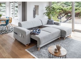 Világosszürke kinyitható-tárolóhelyes sarokkanapé Classy Sophie – Miuform