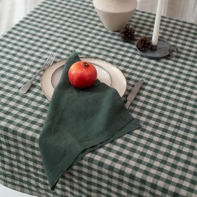 Len asztalterítő 140x200 cm Forest Green Gingham – Linen Tales