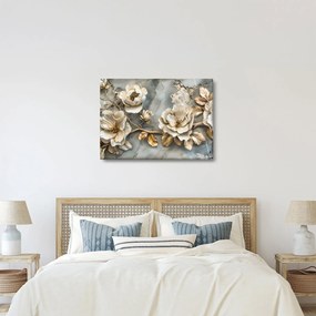 Kép - Márvány háttér virágokkal (70x50 cm)