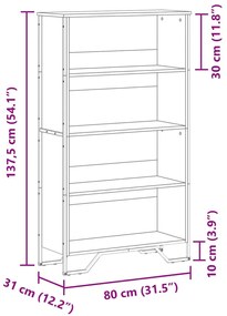 fekete szerelt fa könyvszekrény 80 x 31 x 137,5 cm
