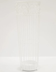 Klasszikus fehér fém esernyőtartó állvány kacskaringós mintával 63,5x20x23,5cm