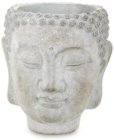 Cyrus design kerek buddha arcot ábrázoló szürke cement virágtartó váza 17x14x13cm