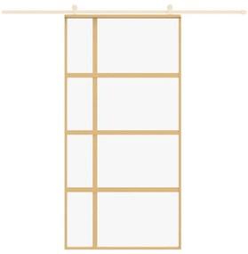 Aranyszínű átlátszó ESG üveg és alumínium tolóajtó 102,5x205 cm