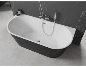 Mexen Oval, szabadon álló fali kád 160 x 80 cm, fehér-fekete, króm túlfolyó, 52671608075-01