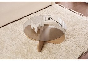 Aeris Sapphire Oak konferenciaasztal sötét üveggel