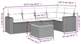 6 részes bézs polyrattan kerti ülőgarnitúra párnával