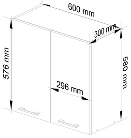 Felső konyhaszekrény Ozara W60 H580 (fehér + beton). 1071166