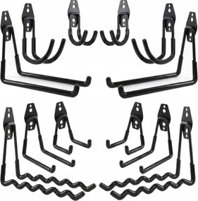 Akasztók Fém 12 db Garázs kampók Szerszámok Fogantyúk Pince Fekete
