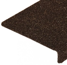 15 db tűvel lyuggatott barna szövet lépcsőszőnyeg 65x21x4 cm