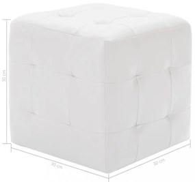 2 db fehér műbőr puff 30x30x30 cm