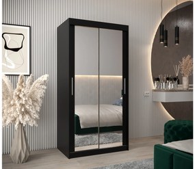 Ruhásszekrény 100 cm Toki 3 (matt fekete + szonoma tölgy). 1065048