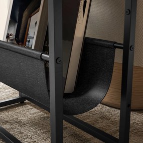 HOMCOM Éjjeli Asztal Oldalsó Asztal Akasztós Rendszerrel és Újságtartóval Ipari Dizájn - 43L x 18W x 56H cm Sötét Barna | Aosom