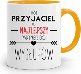 Sárga Bögre Barátnak Legjobb Partner fényképes nyomtatással