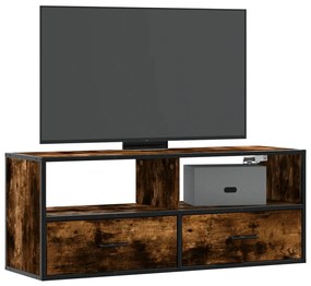 füstös tölgy színű szerelt fa és fém TV-szekrény 100x31x39,5 cm