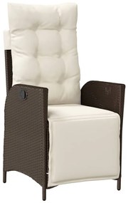 3 részes barna polyrattan kerti étkezőgarnitúra párnával
