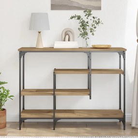 Konzolasztal Mesteri Tölgy 100x35x75 cm Műanyag Fa és Acél