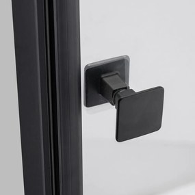 Stuxi Bari Black 100 cm széles egyszárnyú nyíló zuhanyajtó, 6 mm vízlepergető üveggel, matt fekete profillal, 195 cm magas