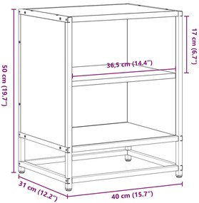 éjjeliszekrény füstölt tölgy 40x31x50cm fából és fémből készült