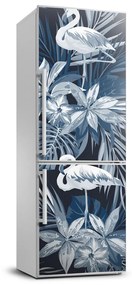 Hűtő matrica Virág és flamingók FridgeStick-70x190-f-114969242