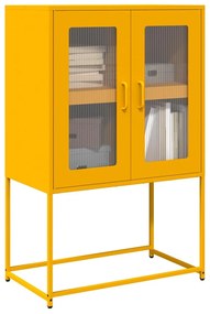 Highboard Mustársárga 68x39x107 cm Acél