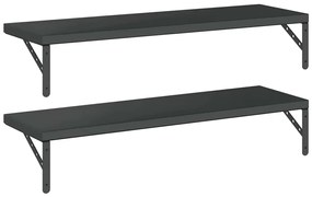 2 db fekete rozsdamentes acél fali polc 100 x 30 cm