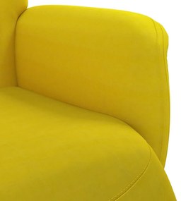 sárga bársony dönthető fotel lábtartóval