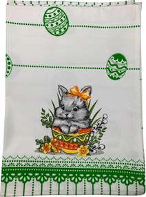 Konyhai törlőkendő Nyuszi Húsvét zöld pamut lengyel termék 0154