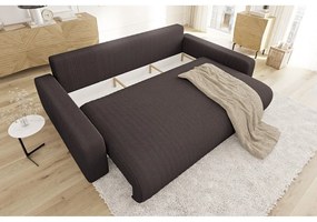 Barna kordbársony kinyitható tárolóhelyes kanapé 234 cm Sara – Ropez