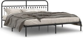 vidaXL fekete fém ágykeret fejtámlával 193 x 203 cm