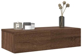 Falipolc fiókokkal barna tölgy 60x26,5x15 cm műszaki fa