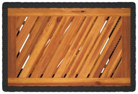 fekete polyrattan kerti kisasztal fa asztallappal 60x40x75 cm