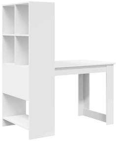Asztal polcokkal tárolóval Fehér 122 x 67 x 145 cm Faanyag