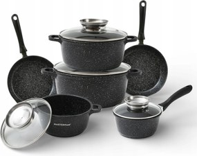 Márvány edénykészlet 16db-os Fekete Gáz Indukciós