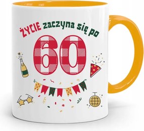 Születésnapra 60 60-es 60-as Bögre Sárga Ajándék fényképes nyomattal