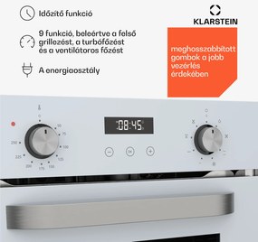 Klarstein SmartSlim sütő, Slim kivitel, 9 funkció, 49 l térfogat, könnyű tisztítás, EEK A