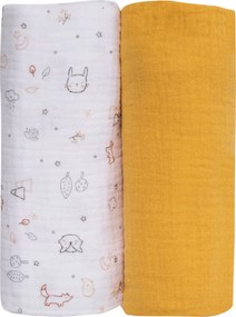 Bubaba muslin pelenka 70x70 cm (2 db)- Yellow