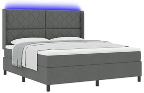 Boxspring Ágy Mattal &amp; LED Sötétszürke 180x200 cm Szövet