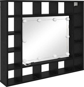 vidaXL Tükörszekrény polcokkal Fekete tölgy 91 x 15 x 76,5 cm Faanyag