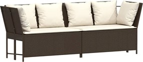 vidaXL barna polyrattan kerti kanapé párnákkal
