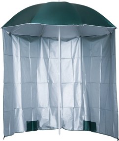 Outsunny Napernyő Strandernyő Napvédelem Oldalfallal Poliésterből Sötét Zöld 2.2 x H2.2m | Aosom