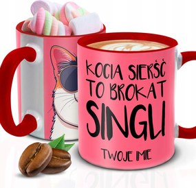 Macskaszőr Bögre Csillámos Szingli *az Ön Neve* Személyre szabott Valentin-nap