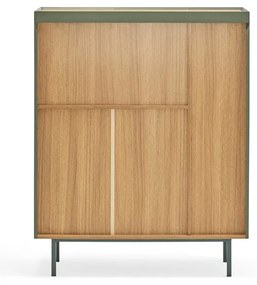 Zöld magas komód tölgyfa dekorral 95x120 cm Arista – Teulat