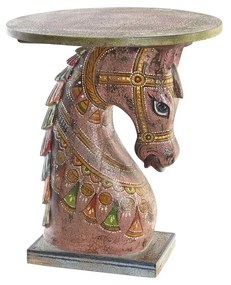 INDIAN ló alakú faragott mangófa kisasztal