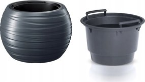 Kerek virágcserép betéttel Maxe antracit 93509-2858