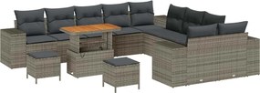 vidaXL Kerti Kanapé Szett párnával 13 pcs Szürke polirattan
