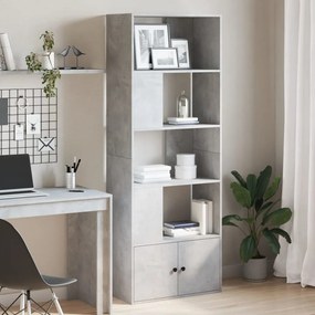 betonszürke szerelt fa könyvespolc 70 x 36 x 189 cm
