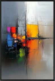 Poszter Keret Alumínium Absztrakt Színes Négyzetek Modern Art 3D 40x60