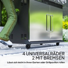 Outsunny Gázgrill 8500BTU, grillkocsi 6 rozsdamentes acél égővel, hőmérővel, nyomásszabályozóval, ezüst