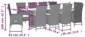 11 részes bézs polyrattan kerti étkezőgarnitúra párnákkal