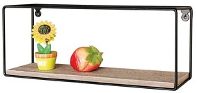 Raft de perete Modern Stejar sau Negru cu Rama de Metal,Material: MDF și Metal P-062